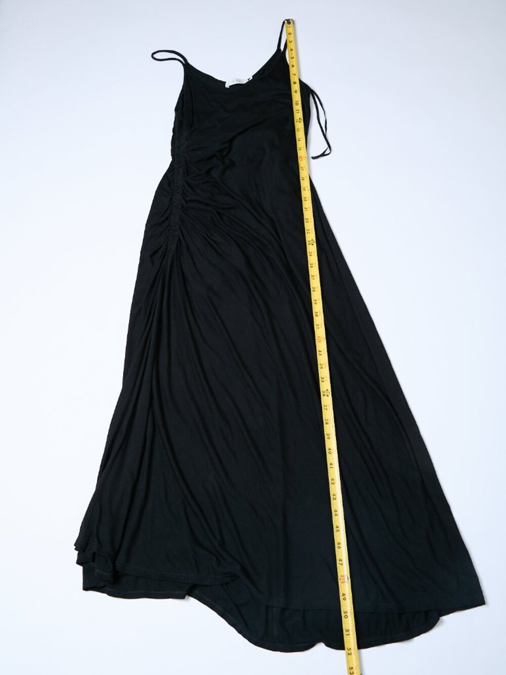 A.L.C. Lelah Ruched Side Spaghetti Thin Strap Slinky Black Midi Dress Cocktail - Picture 9 of 10